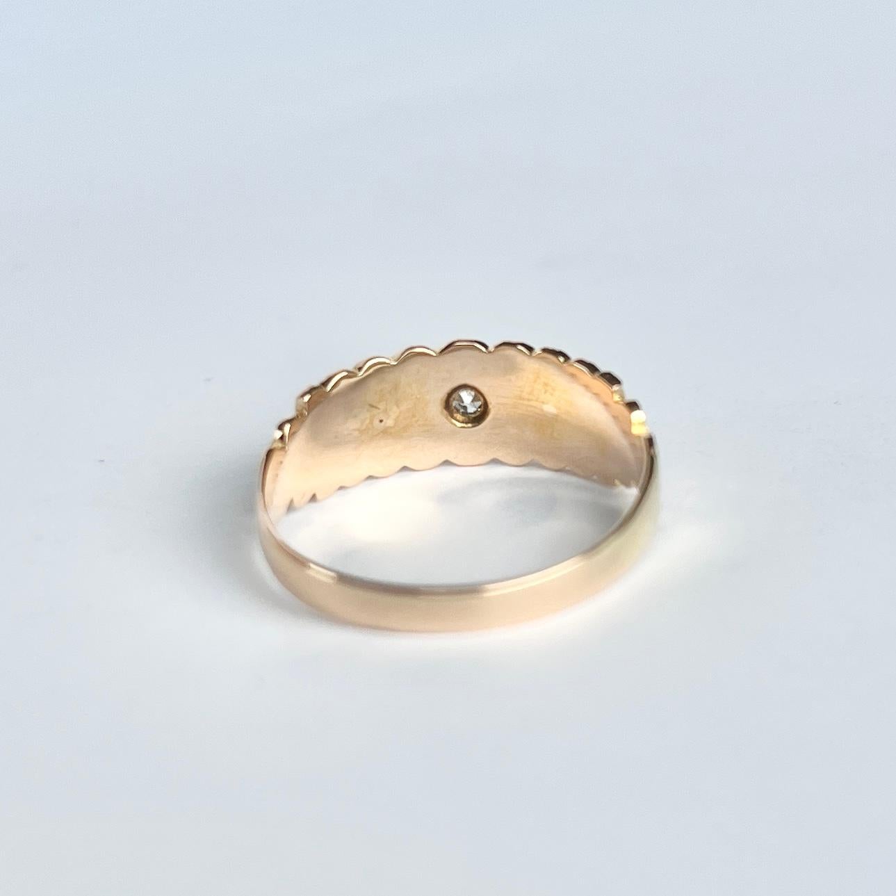 Victorian Pearl and Diamond 15 Carat Gold Band In Good Condition In Chipping Campden, GB