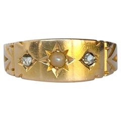 Victorian Pearl and Diamond 15 Carat Gold Band