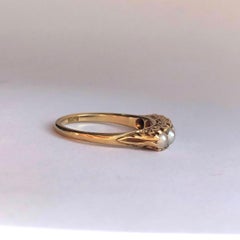 Victorian Pearl and Diamond 18 Carat Gold Five-Stone Ring