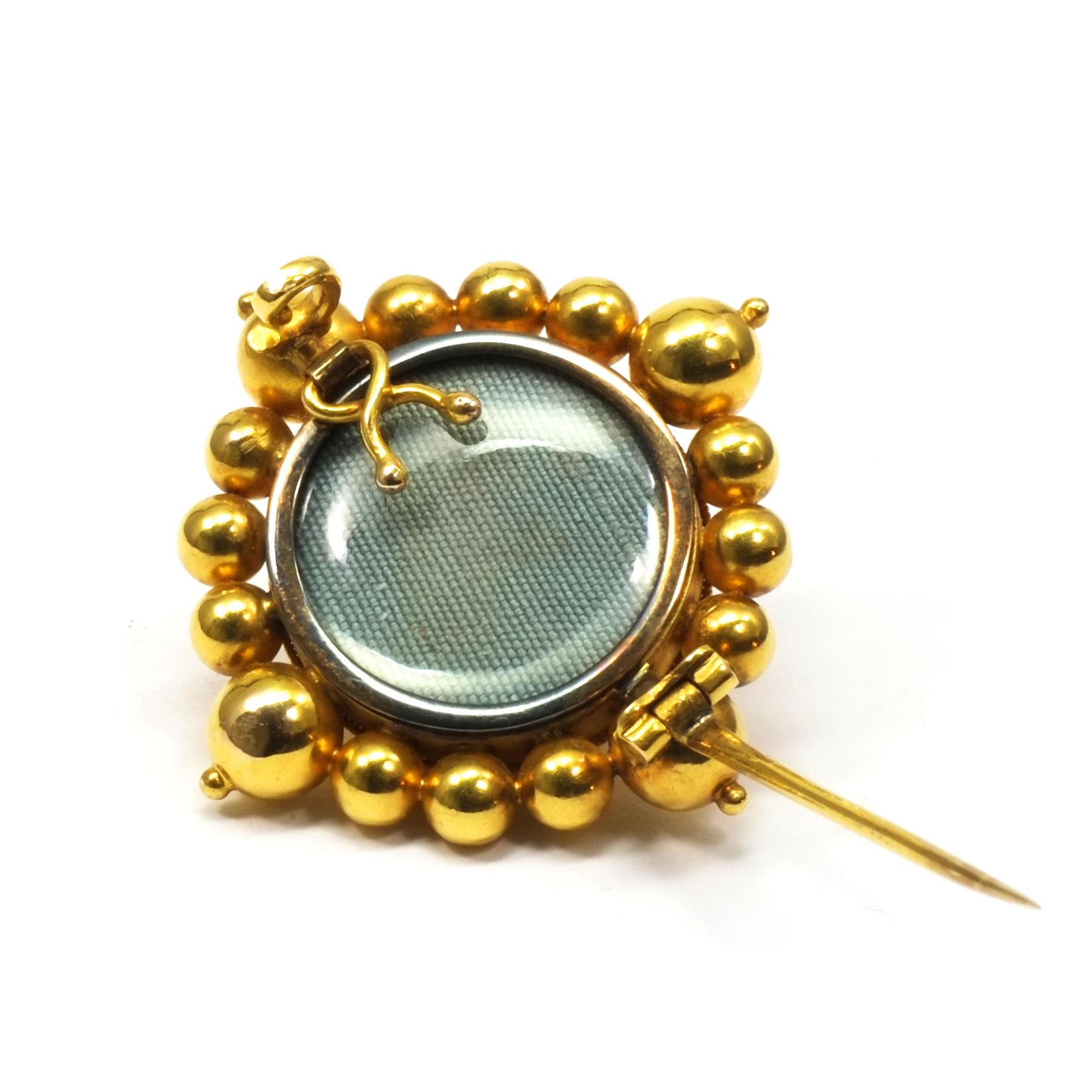 Women's Victorian Pearl and Diamond 18K Gold Brooch, circa 1840