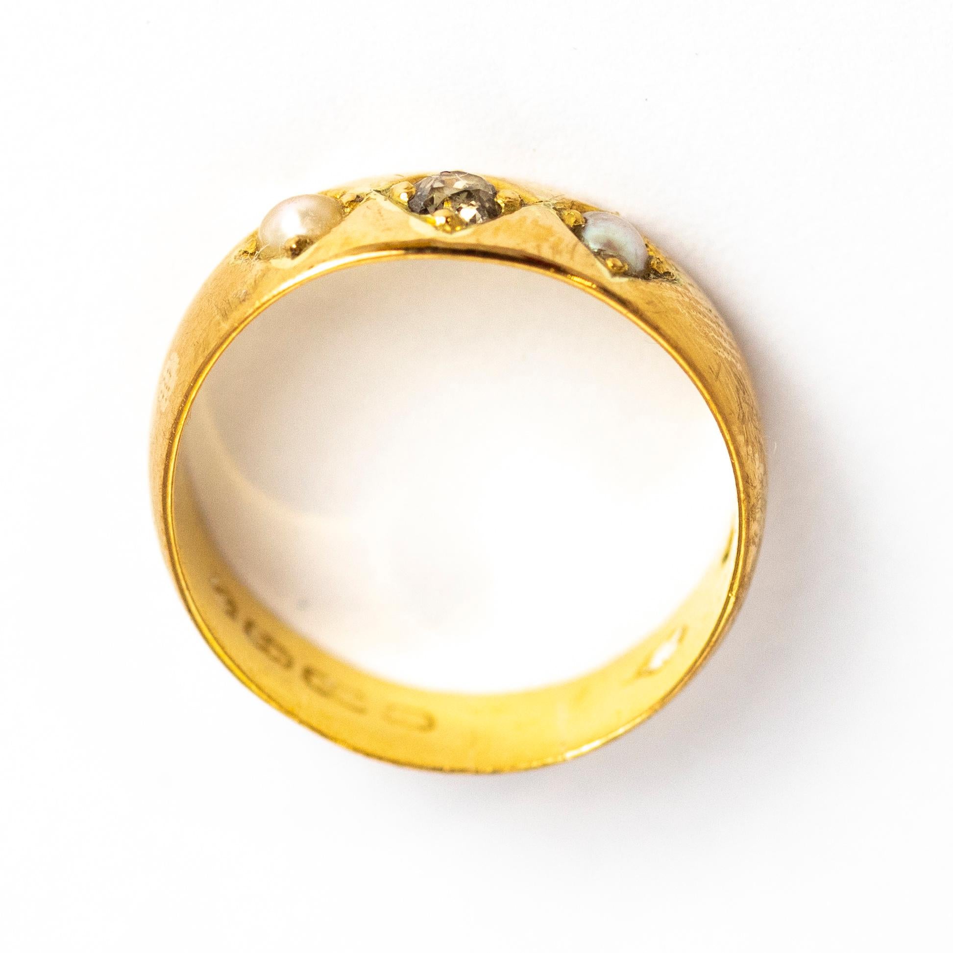 Victorian Pearl and Diamond 22 Carat Gold Band 2