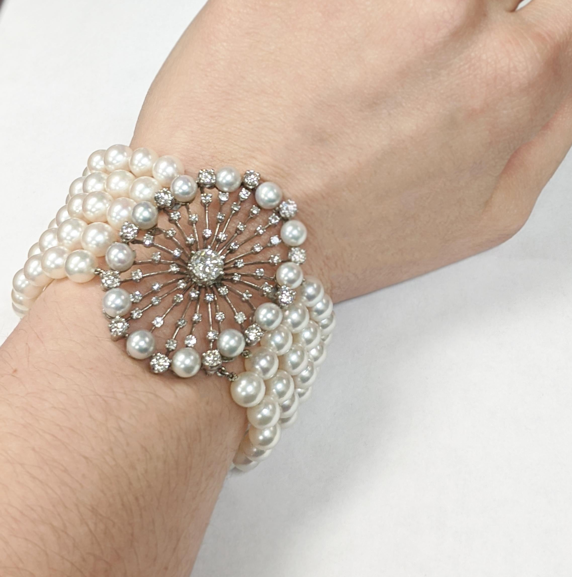 Victorian Pearl and Diamond Bracelet In Good Condition In NEW ORLEANS, LA