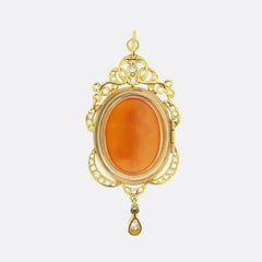 Victorian Pearl and Diamond Cameo Pendant