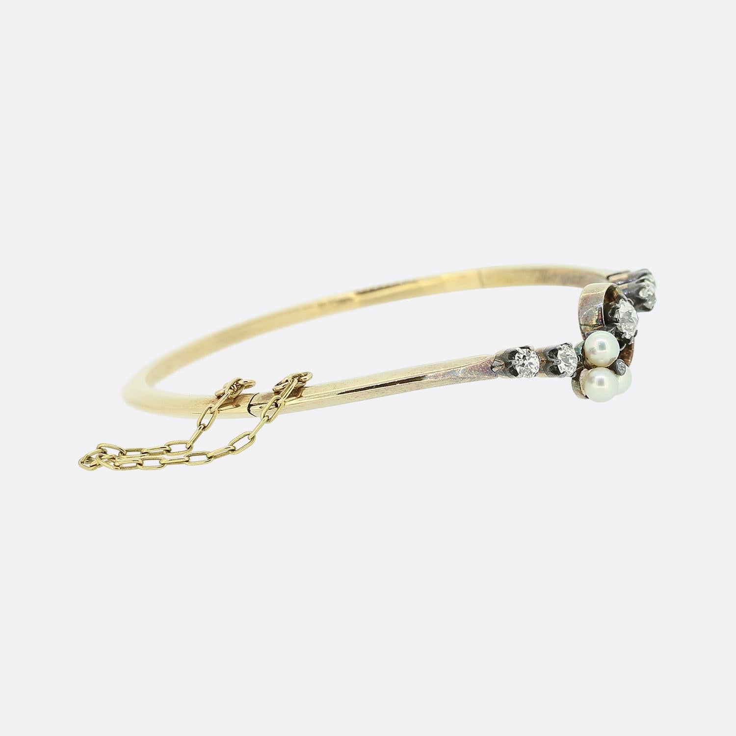 Vittoriano Bracciale vittoriano con perle e diamanti in vendita