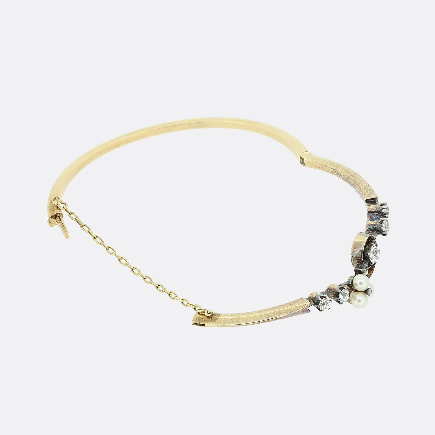 Bracciale vittoriano con perle e diamanti In condizioni buone in vendita a London, GB