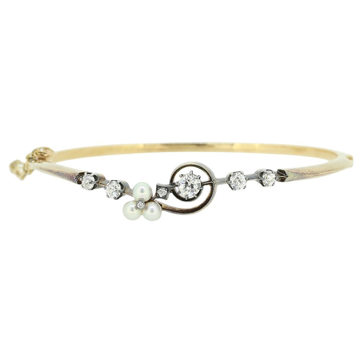 Bracciale vittoriano con perle e diamanti