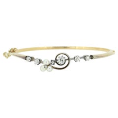 Viktorianischer Kleeblatt-Armreif mit Perlen und Diamanten