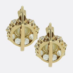 Victorian Pearl and Diamond Cluster Earrings