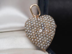 Victorian Pearl and Diamond Heart Shape Pendant and Brooch