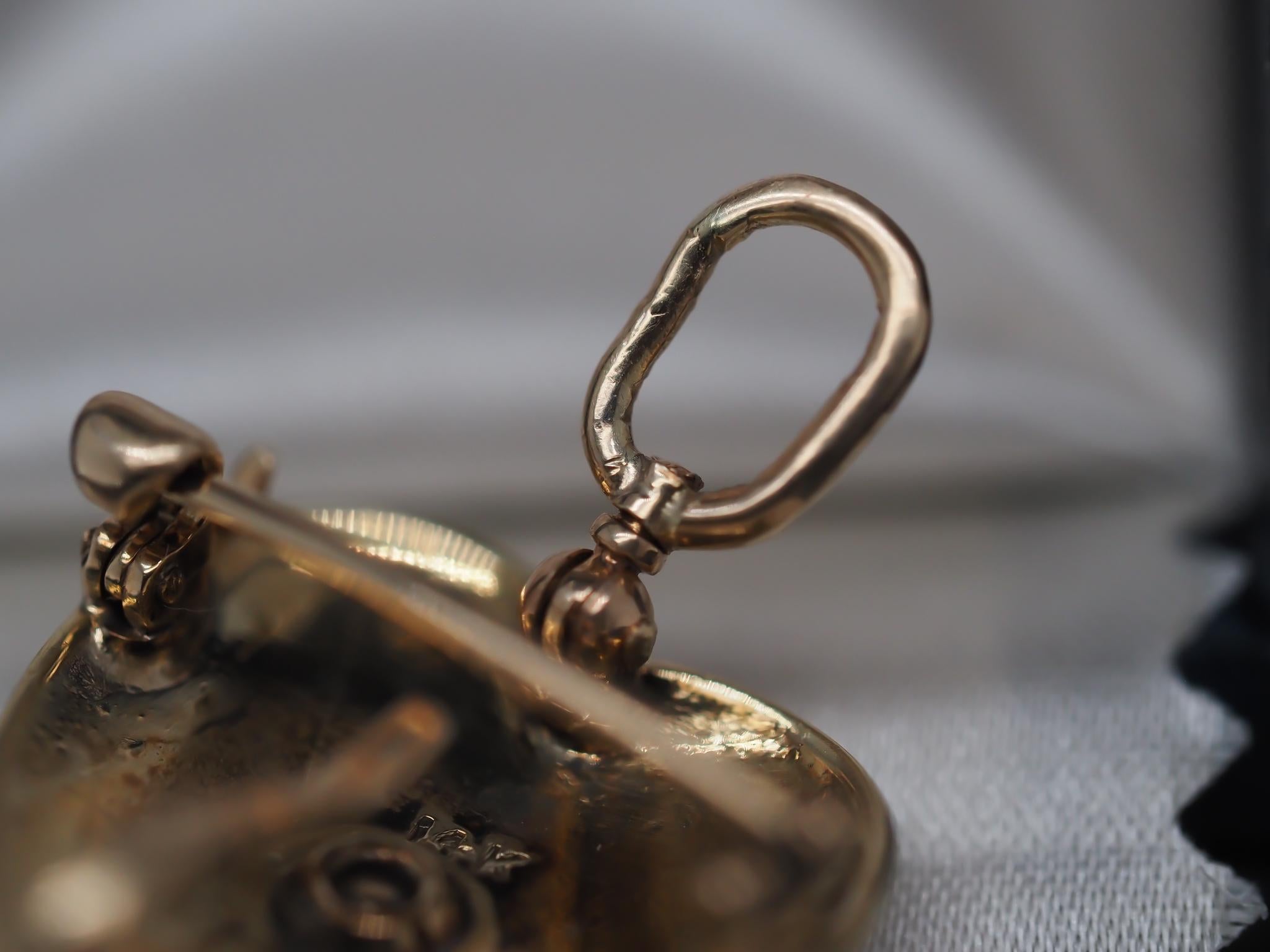 Victorian Pearl and Diamond Heart Shape Pendant and Brooch In Good Condition For Sale In Hicksville, NY