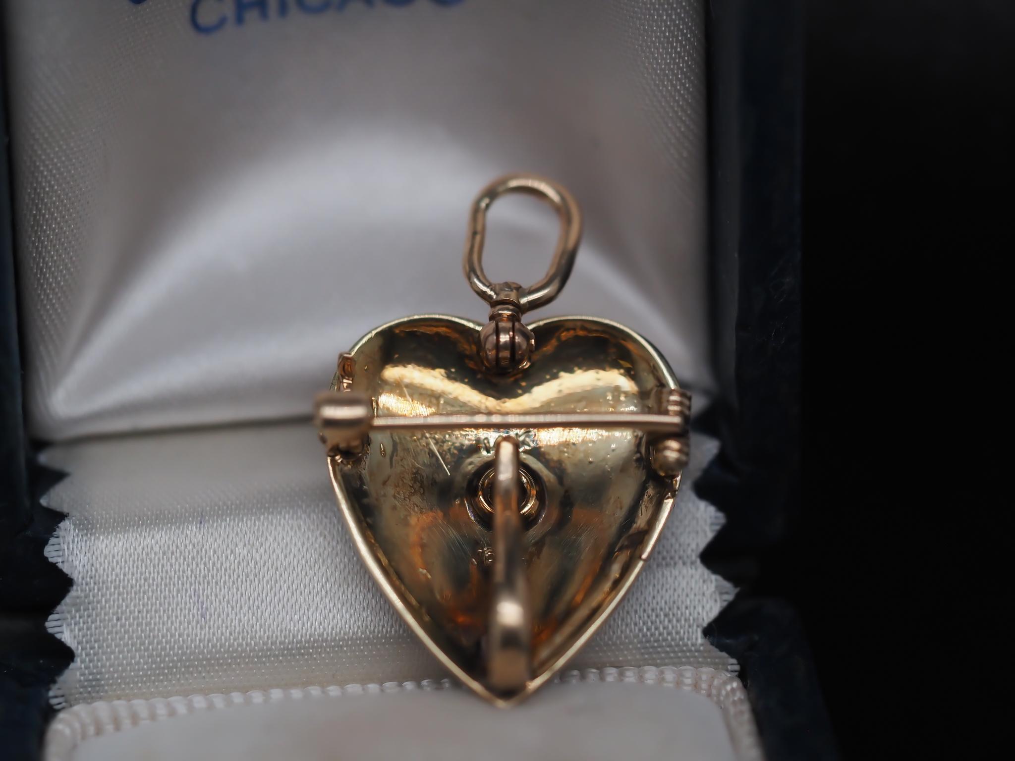 Victorian Pearl and Diamond Heart Shape Pendant and Brooch For Sale 2