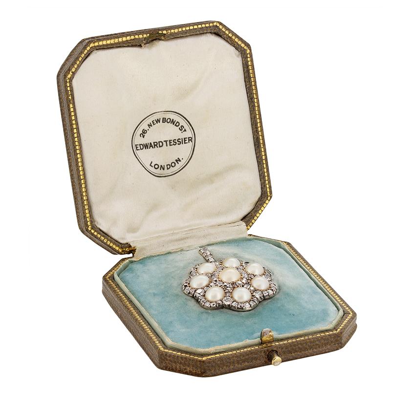 Viktorianischer Perlen- und Diamant-Anhänger, ca. 1880er Jahre im Zustand „Gut“ im Angebot in London, GB