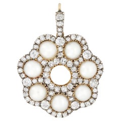 Antique Victorian Pearl and Diamond Pendant, c.1880s