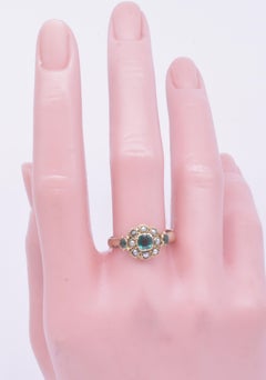 Victorian Pearl and Emerald 15k Cluster Ring