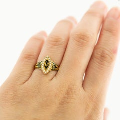 Victorian Pearl and Enamel Memorial Ring London 1870