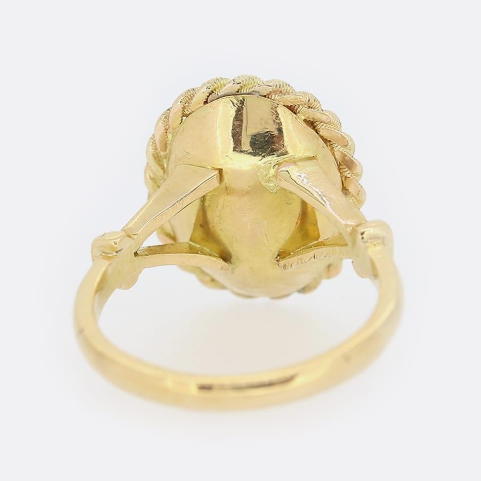 Round Cut Victorian Pearl and Enamel Ring For Sale
