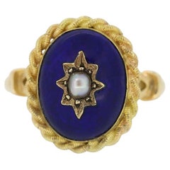 Viktorianischer Ring aus Perlen und Emaille