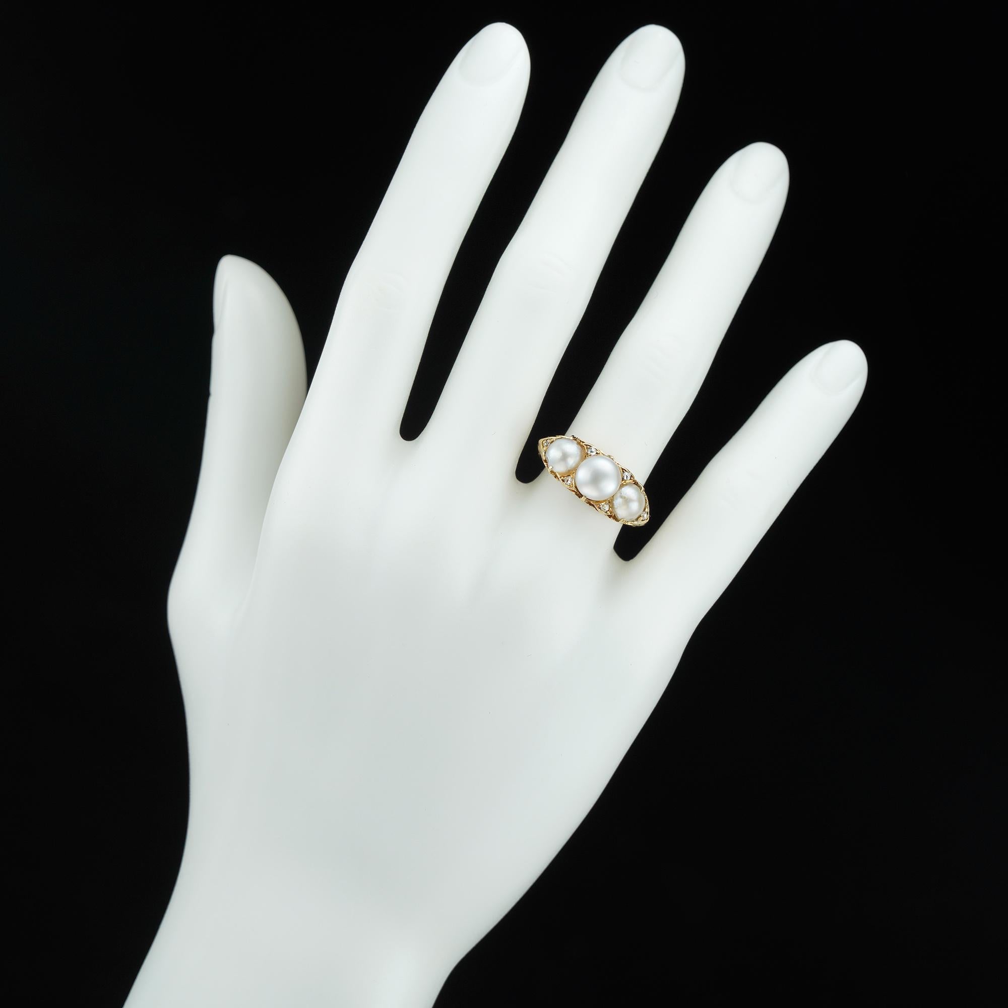 Rose Cut Victorian Pearl and Gold Ring For Sale