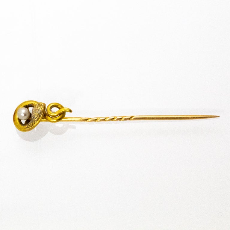 Victorian Pearl and Gold Serpent Pin For Sale at 1stdibs