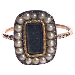 Victorian Pearl, Braided Hair and 9 Carat Gold Mourning Ring