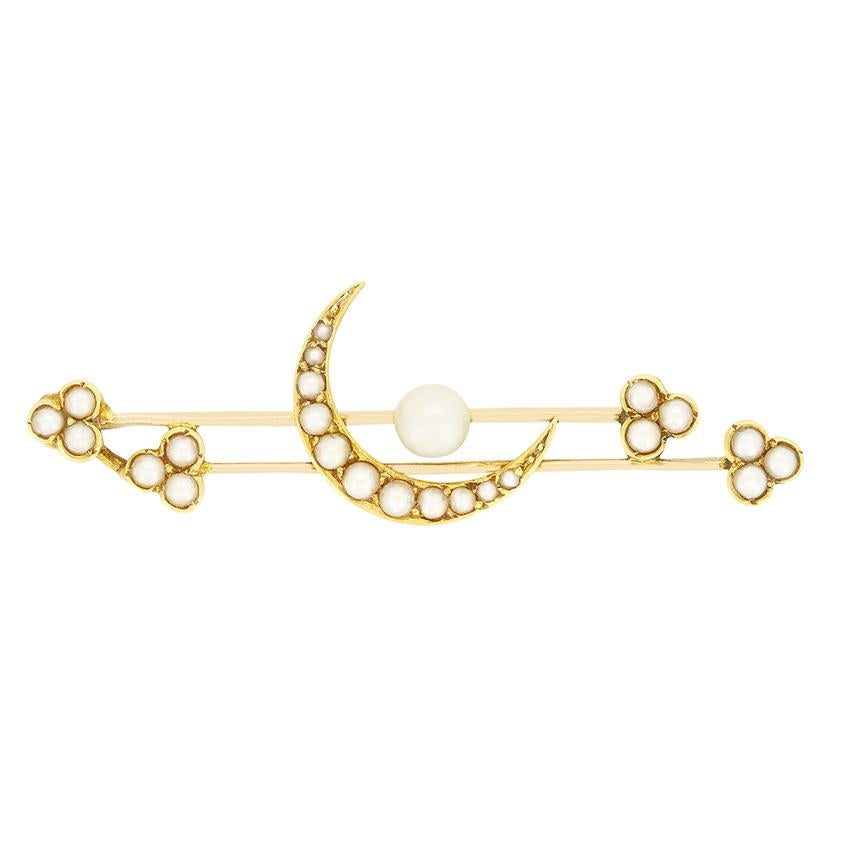Round Cut Victorian Pearl Brooch, c.1880s