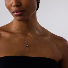 Victorian pearl diamond 18k yellow gold and platinum floral necklace