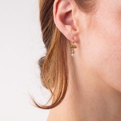 Victorian pearl diamond 18k yellow gold dainty earrings