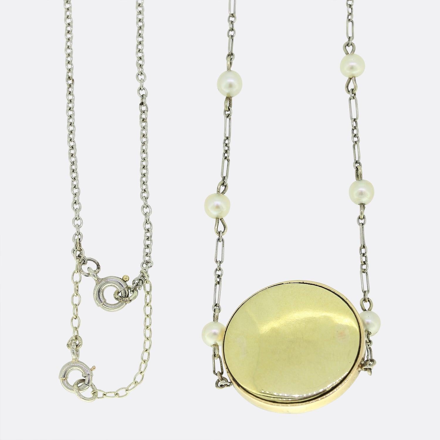 Viktorianische Halskette aus Perlen, Diamanten und Emaille (Rosenschliff) im Angebot
