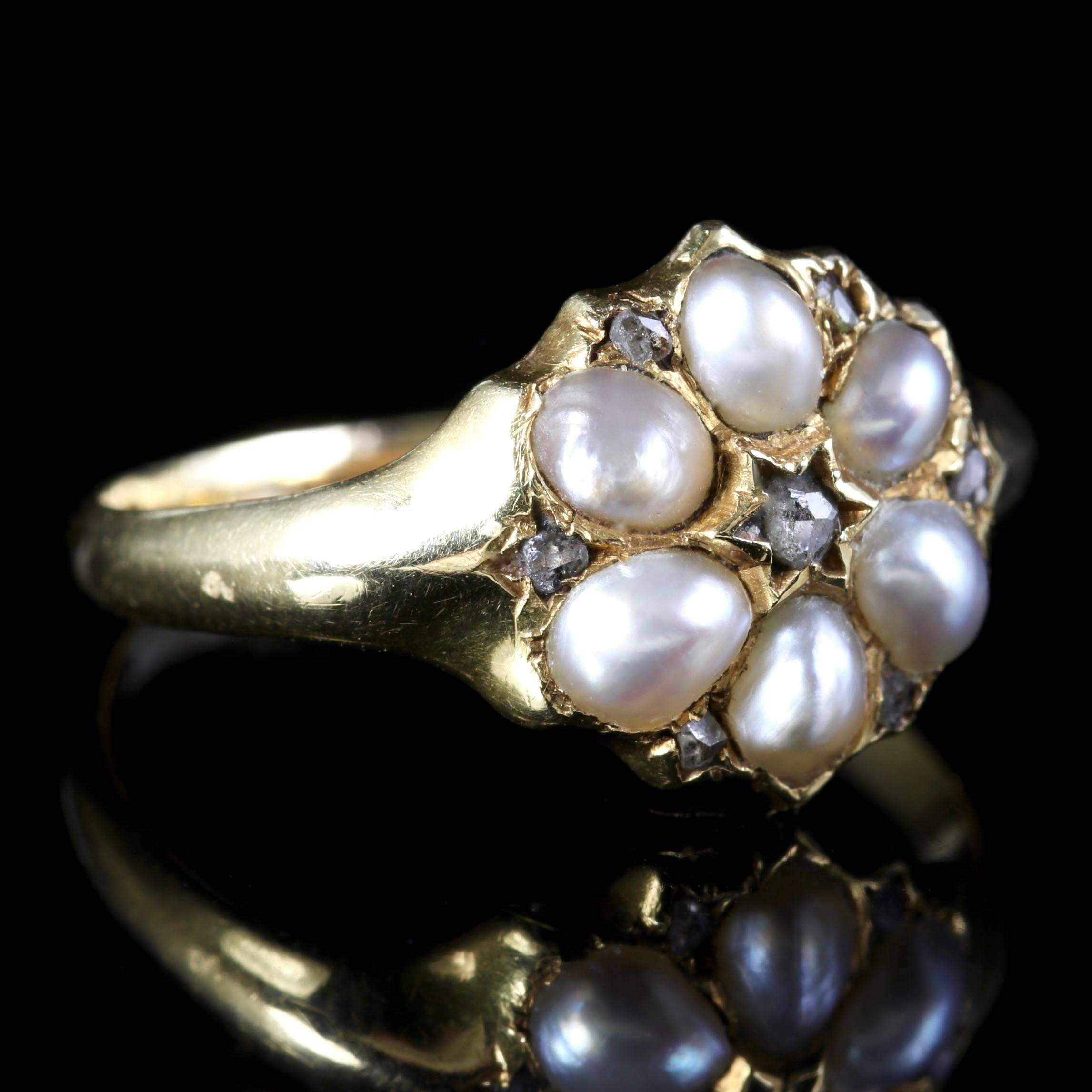 Victorian Pearl Diamond Ring, circa 1900 In Excellent Condition For Sale In Lancaster, Lancashire