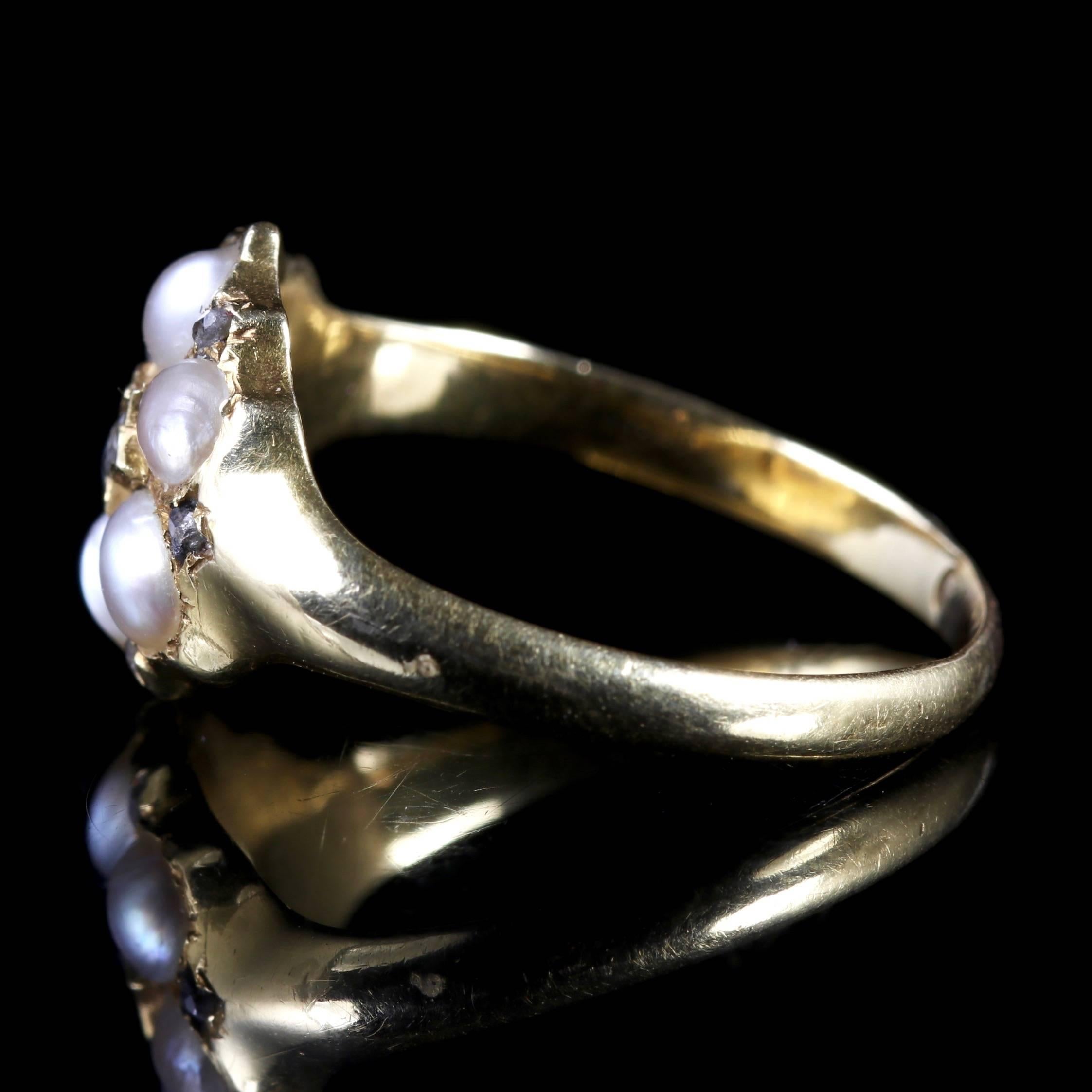 Women's Victorian Pearl Diamond Ring, circa 1900 For Sale