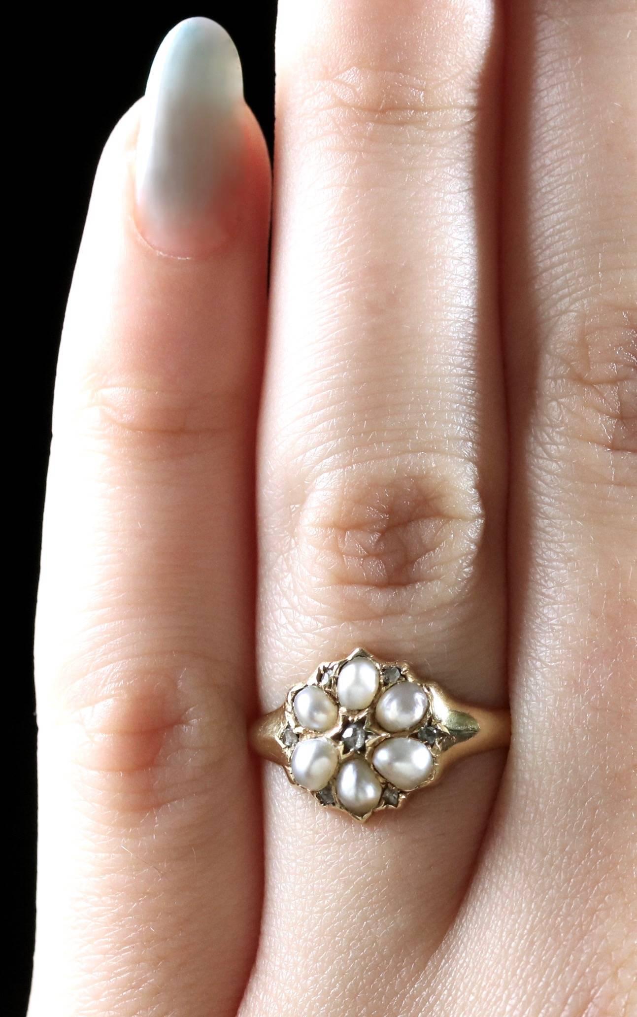 Victorian Pearl Diamond Ring, circa 1900 For Sale 3