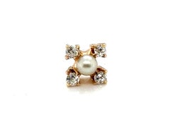 Orecchino singolo vittoriano con perla e diamante in oro giallo 14 carati antico originale 188