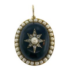 Victorian Pearl Diamond Yellow Gold Locket Pendant