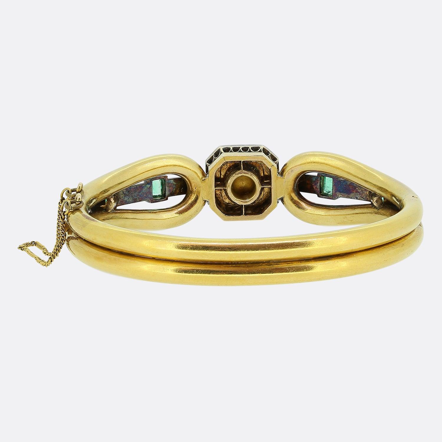 Viktorianisches Perlen-Smaragd- und Diamantarmband Damen im Angebot