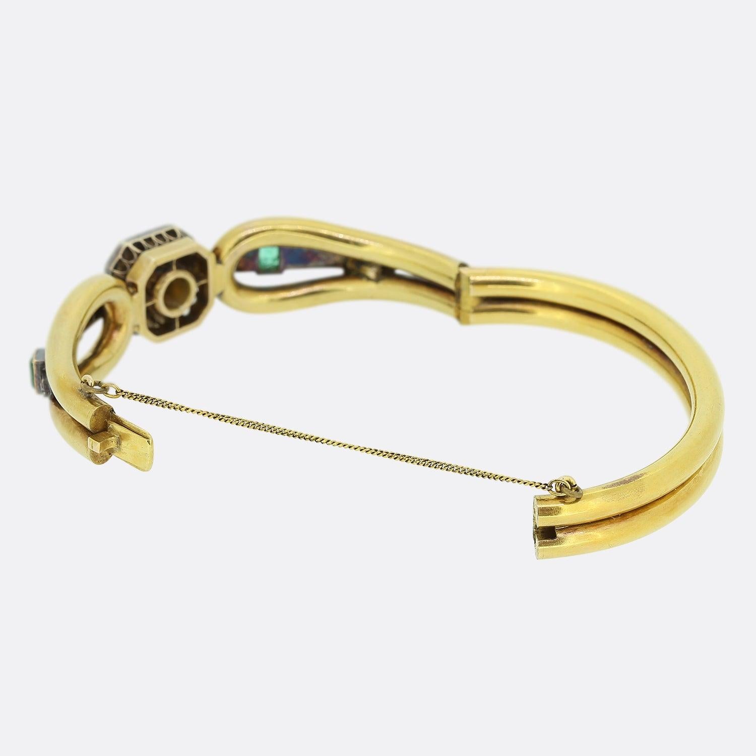 Viktorianisches Perlen-Smaragd- und Diamantarmband im Angebot 1