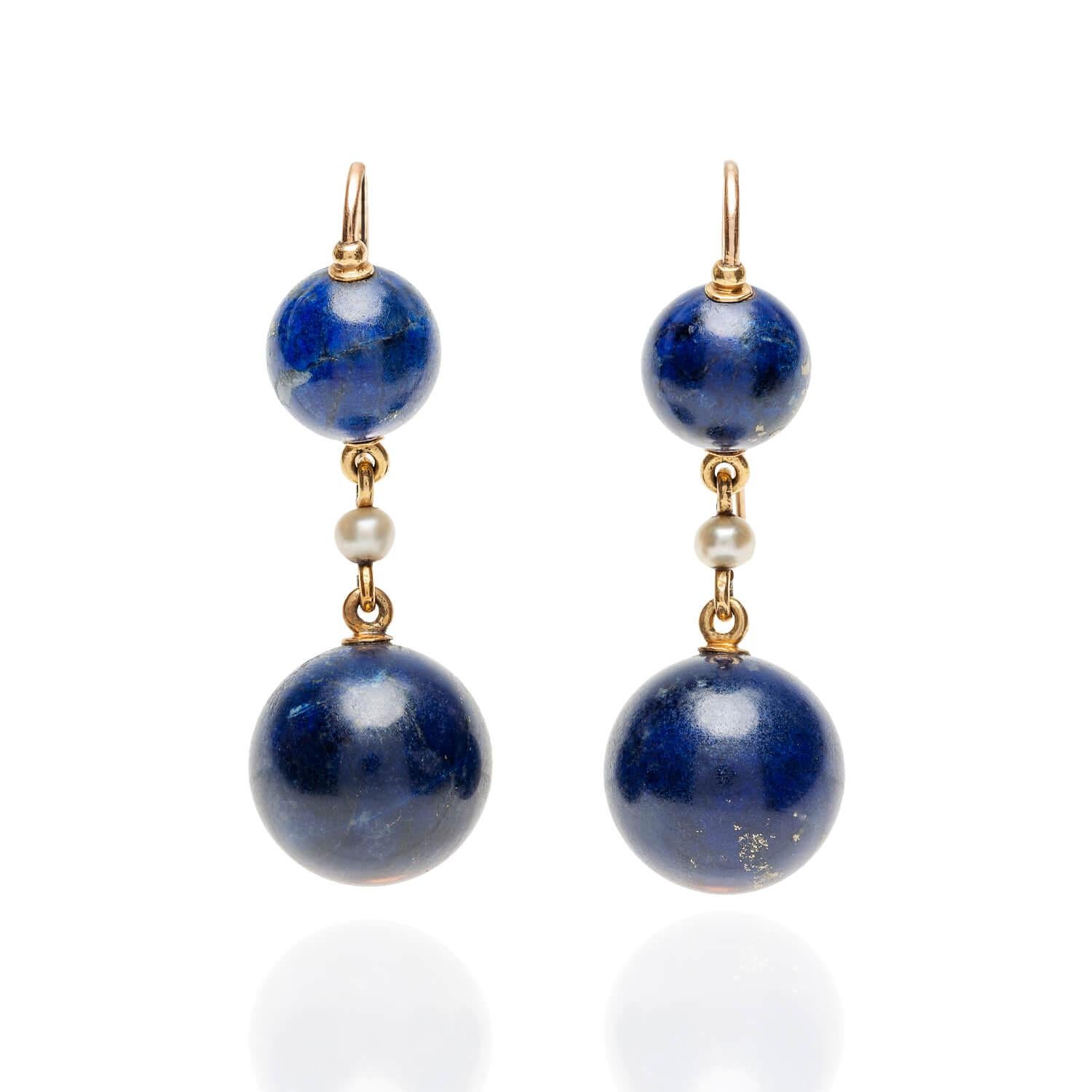 Expensive-Looking Silver Plated CLASSIC Lapis Lazuli Earrings Vintage Jewelry 