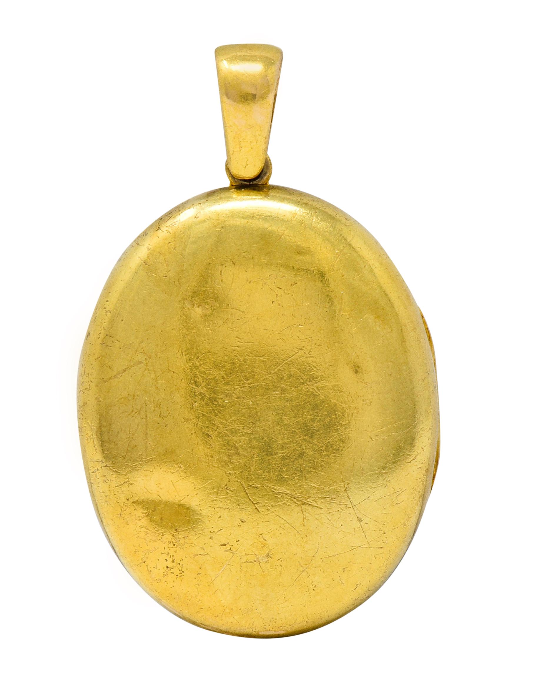Women's or Men's Victorian Pearl Enamel Diamond 18 Karat Gold Starburst Locket Mourning Pendant