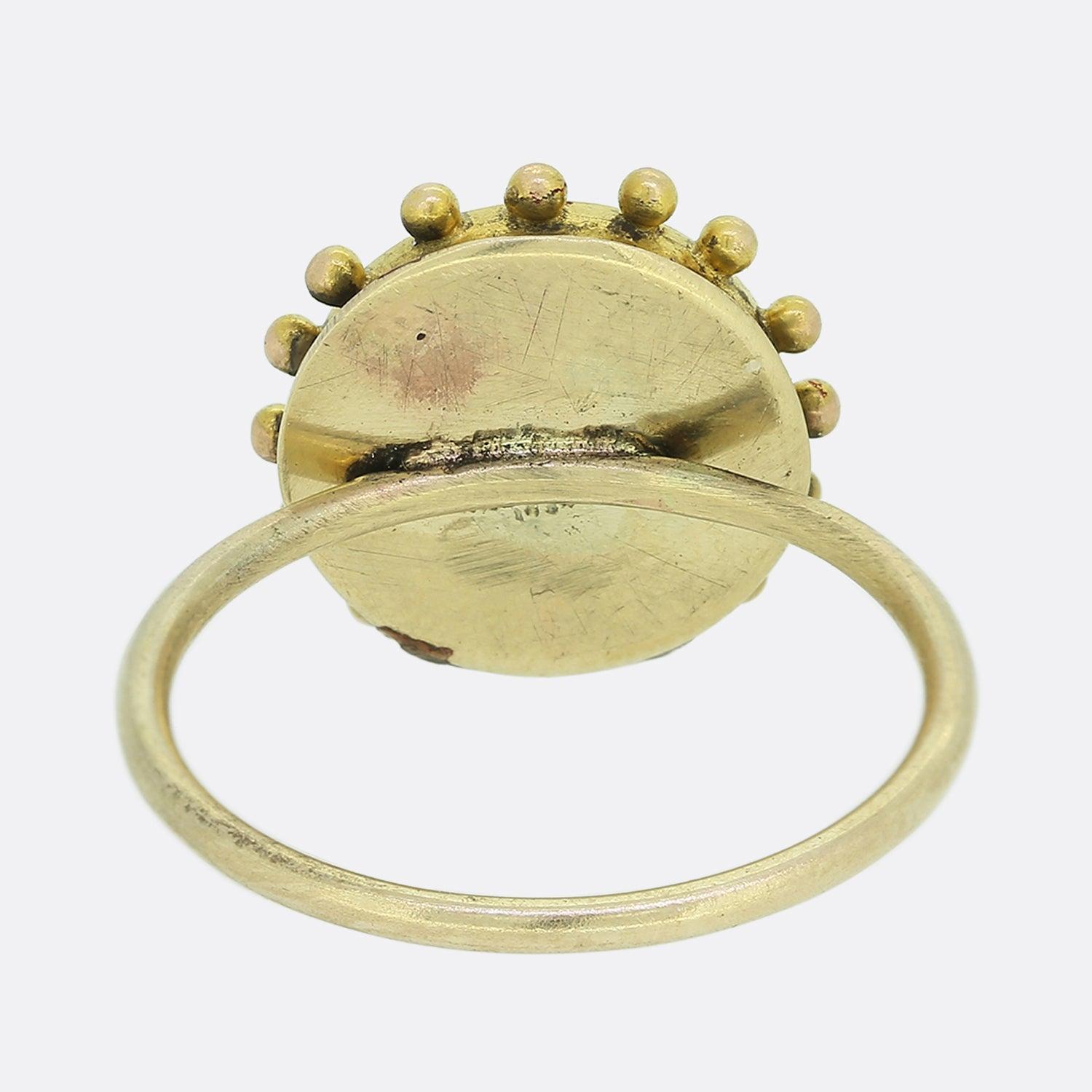 Victorian Pearl Etruscan Ring In Good Condition For Sale In London, GB