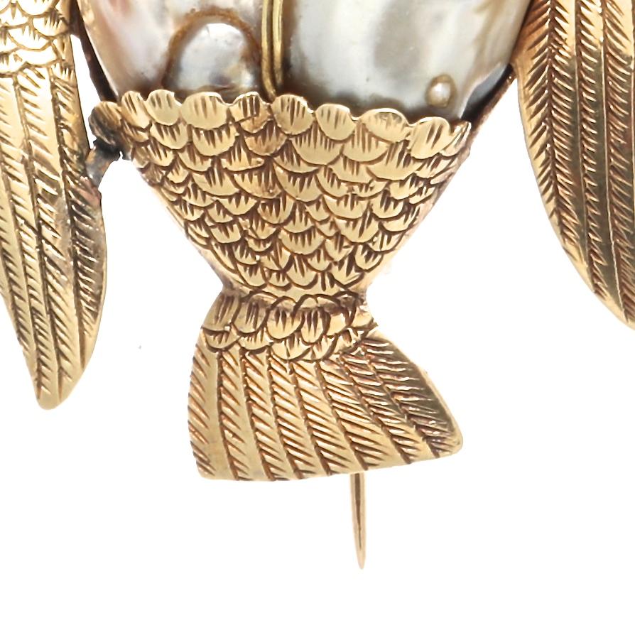 Women's Victorian Pearl Gold Goose Brooch