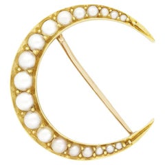Victorian Pearl Half Moon Brooch, c.1900s