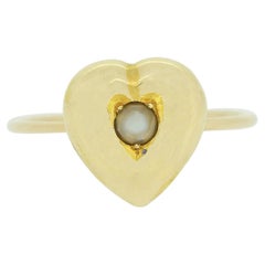 Antique Victorian Pearl Heart Ring