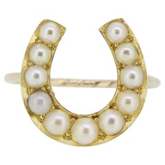 Viktorianischer Perlen-Hufeisen-Ring