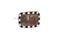 Victorian Pearl and Jet Brooch, Curled Hair Display, Circa 1880, UK