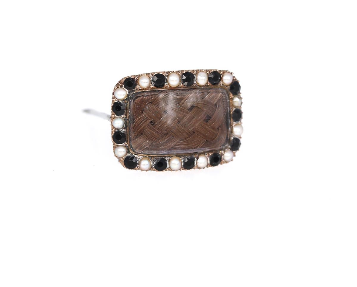 Women's or Men's Victorian Pearl Jet Brooch, 1880 For Sale
