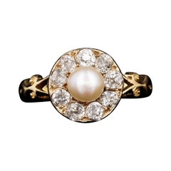 Victorian Pearl & Old Mine Cut Diamond Ring