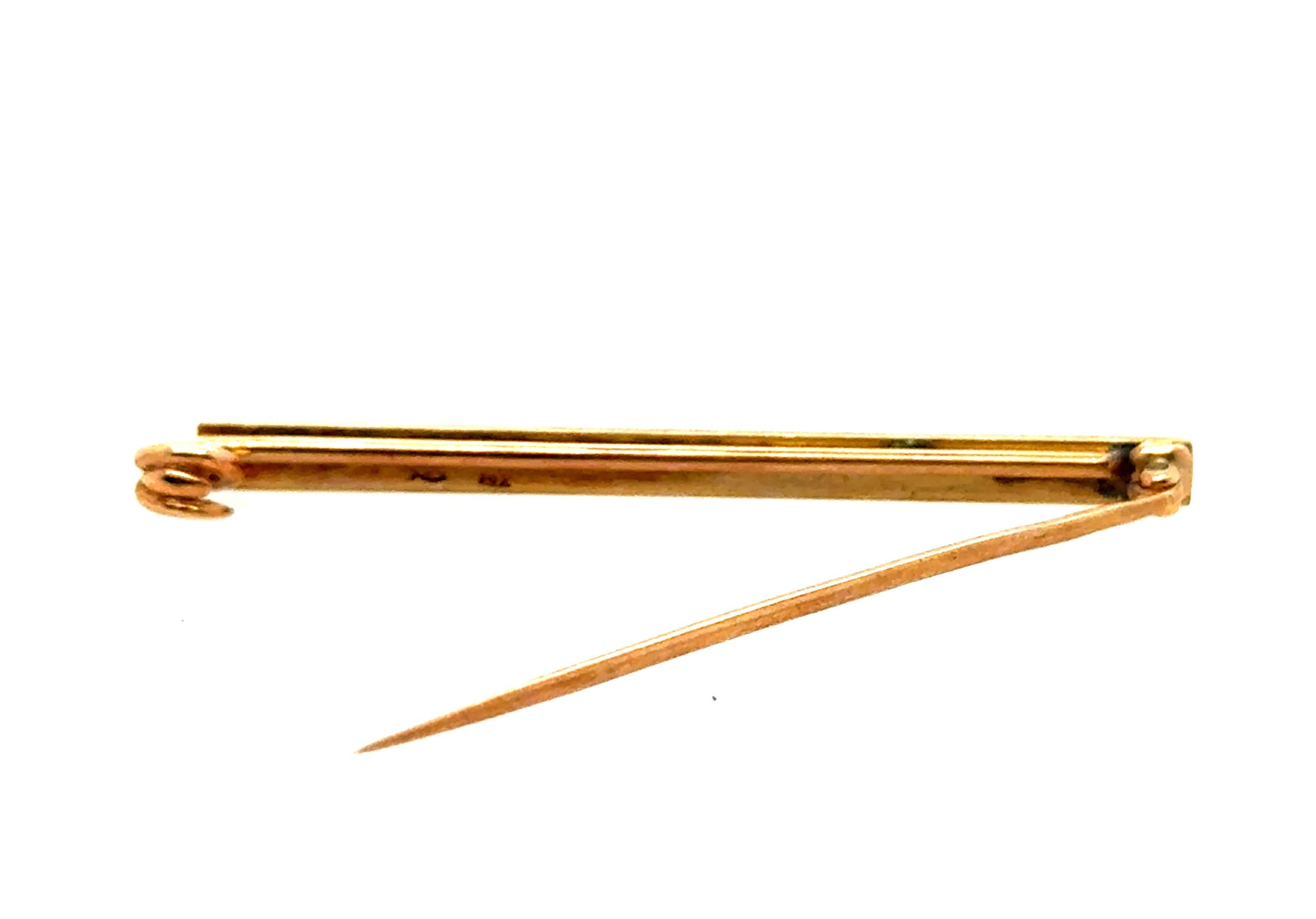 Round Cut Victorian Pearl Pin Brooch Riker Bros Antique 14K Yellow Gold Original 1880's For Sale