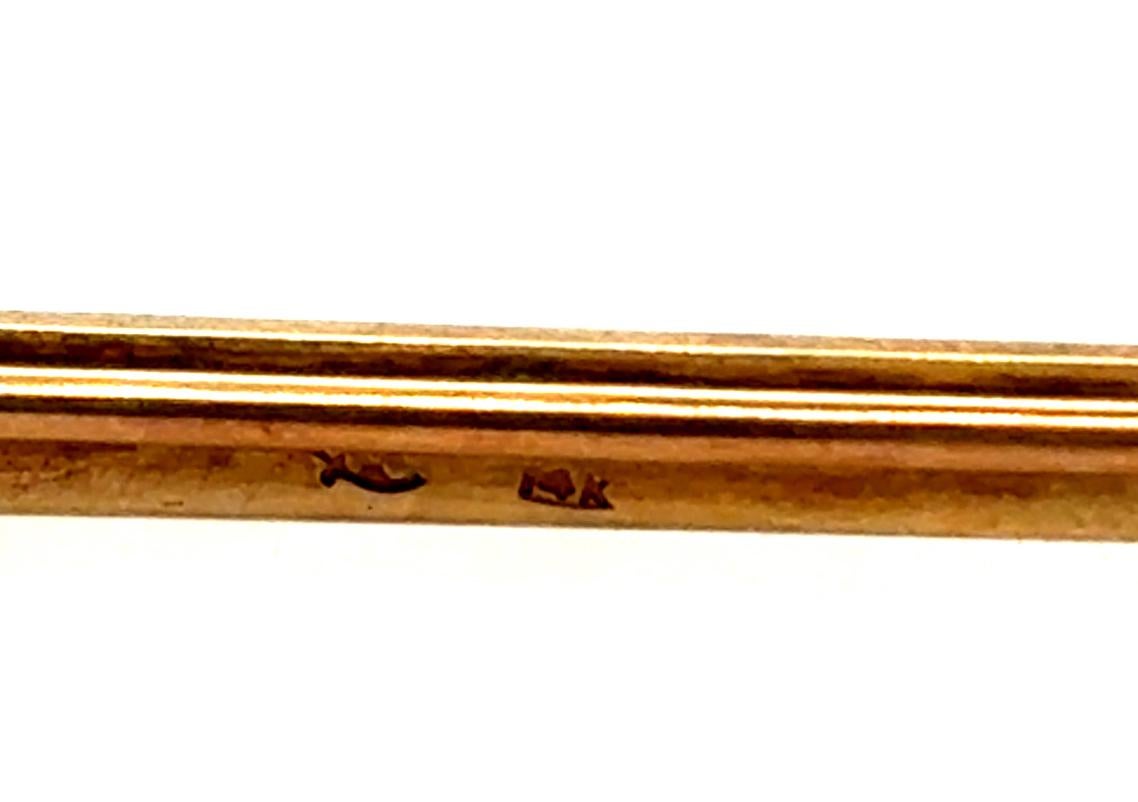 Women's Victorian Pearl Pin Brooch Riker Bros Antique 14K Yellow Gold Original 1880's For Sale