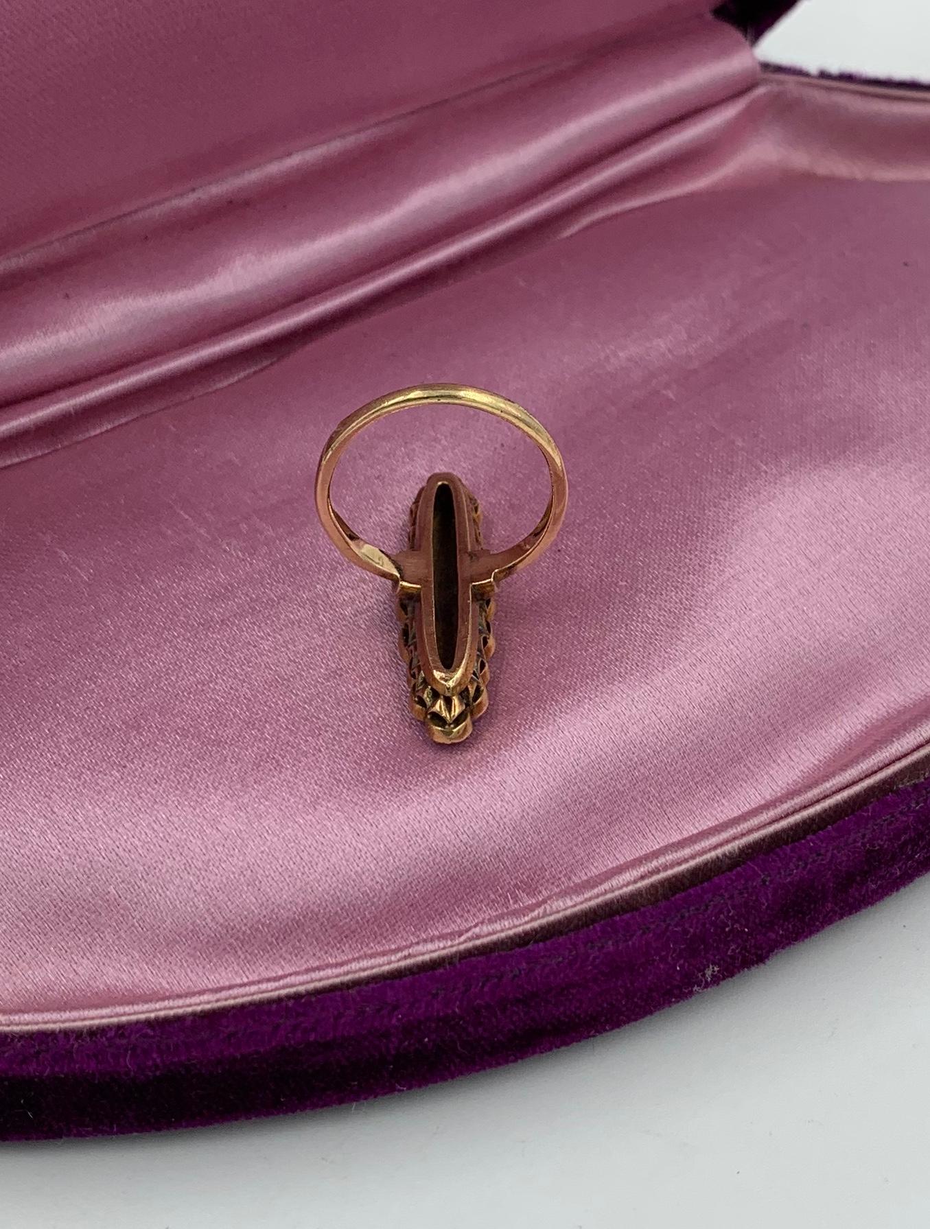 Victorian Pearl Rose Cut Diamond Ring Marquise 14 Karat Gold Antique Navette 7