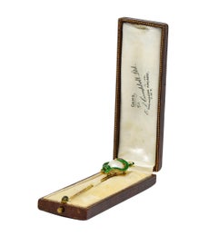 Victorian Pearl Ruby Diamond 18 Karat Yellow Gold Antique Snake Stickpin