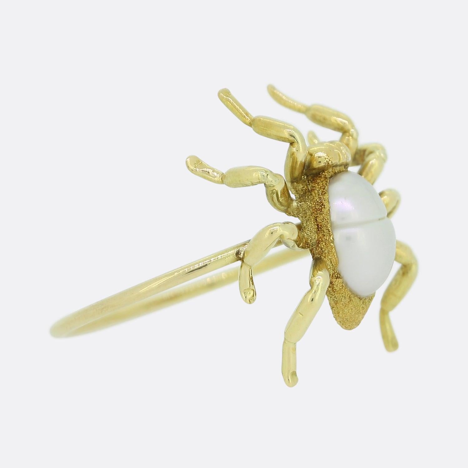 Oval Cut Victorian Pearl Spider Ring For Sale
